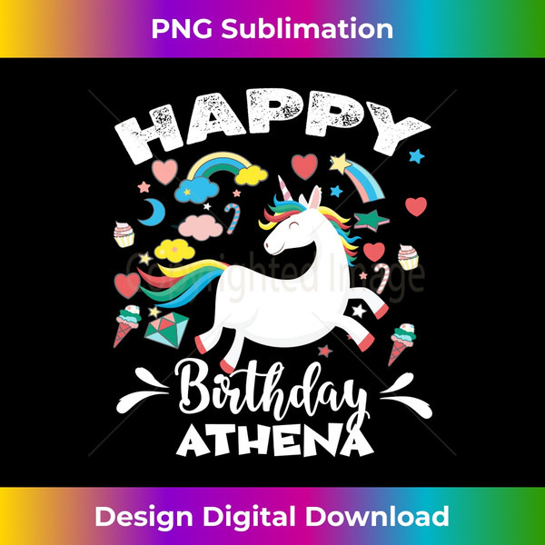 happy birthday Athena name personalized funny unicorn  1 - PNG Transparent Digital Download File for Sublimation