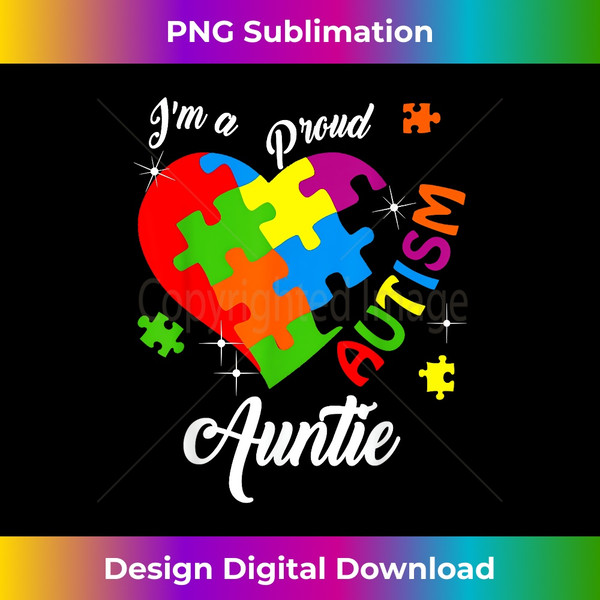 I'm A Proud Autism Auntie Autism Awareness Matching Family - Retro PNG Sublimation Digital Download