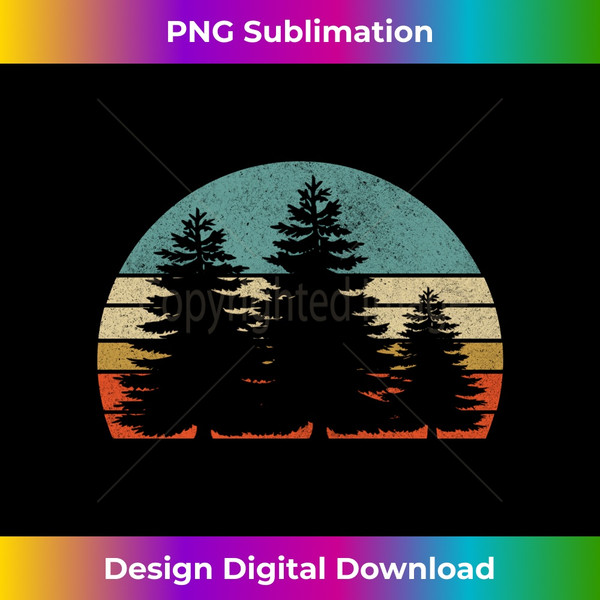 Pine Tree Sun Minimalist sunset Design Graphic tee men women Long Sleeve - PNG Transparent Sublimation Design