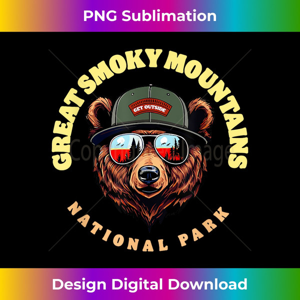 Great Smoky Mtns National Park Hipster Bear Illustration - High-Resolution PNG Sublimation File