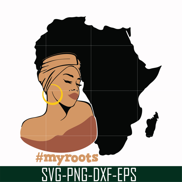 OTH00012-Myroots Svg, Afro Woman Svg, African American Woman svg, png, dxf, eps file OTH00012.jpg