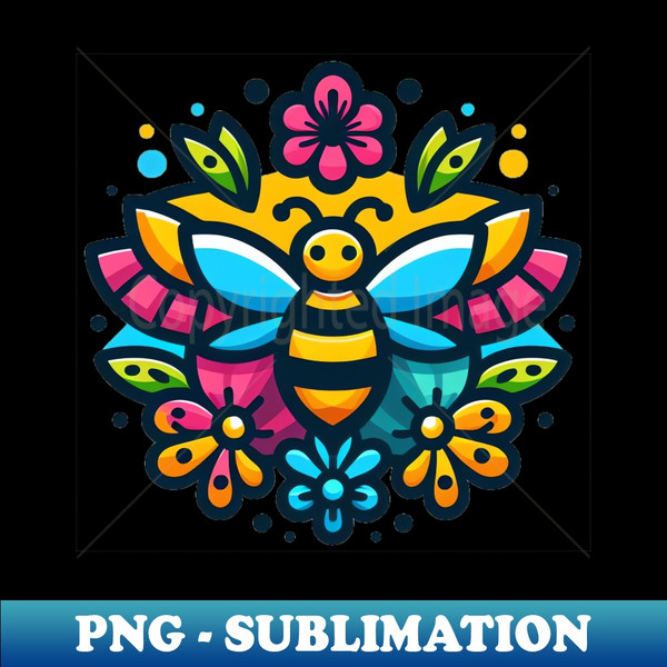 Flower Bee - Vintage Sublimation PNG Download