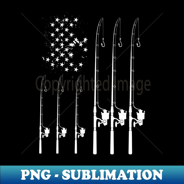 Fishing Rod American Flag and Reel - Creative Sublimation PNG Download