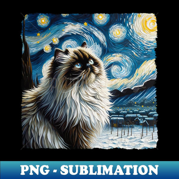 Himalayan Cat Starry Night Inspired - Artistic Cat - Special Edition Sublimation PNG File