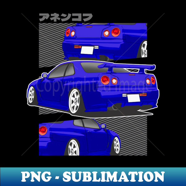 Nissan Skilyne GT-R r34 - Vintage Sublimation PNG Download - Vibrant and Eye-Catching Typography