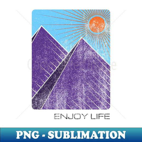 Sun and Mountain line art - Instant PNG Sublimation Download