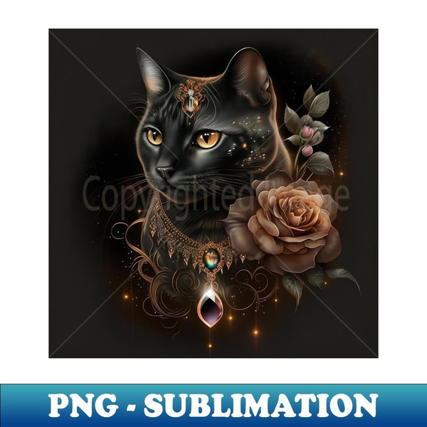 Gothic Cat Divine Black beauty - Vintage Sublimation PNG Download