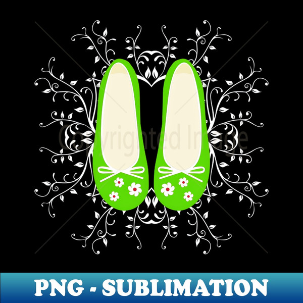 Cute lime ladies pumps on mandala pattern - Unique Sublimation PNG Download - Perfect for Sublimation Mastery