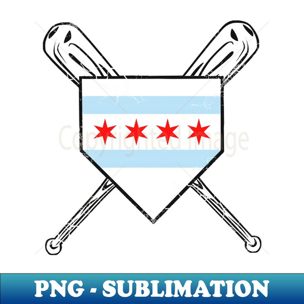 Chicago Flag Baseball Home Plate Sports - Artistic Sublimation Digital File