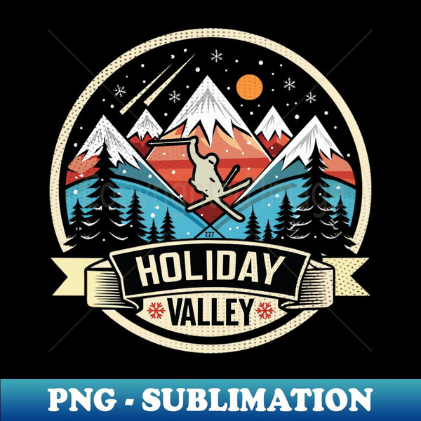 Retro Holiday Valley Ski - Trendy Sublimation Digital Download