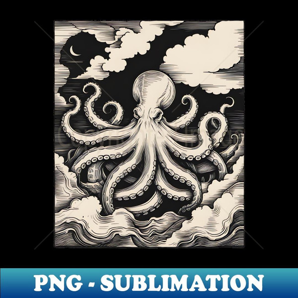 Big Octopus Swimming in the Ocean - Artistic Sublimation Digital File