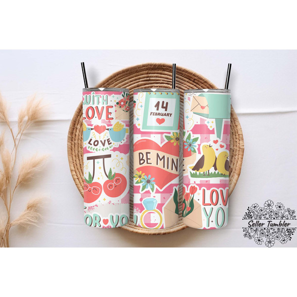 Valentine Cute, Tumbler 20 oz Warp PNG, Skinny Tumbler Designs PNG.jpg