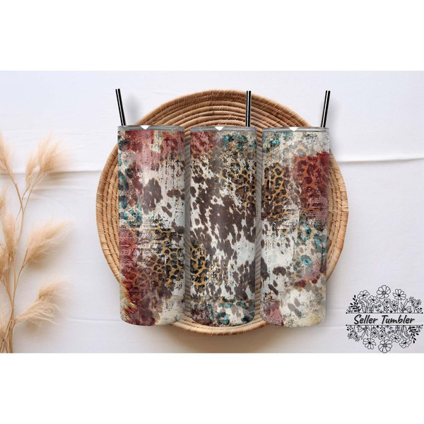 Leopard Cowhide Glitter Rustic 20 , Tumbler 20 oz Wrap PNG, Skinny Tumbler Designs PNG.jpg