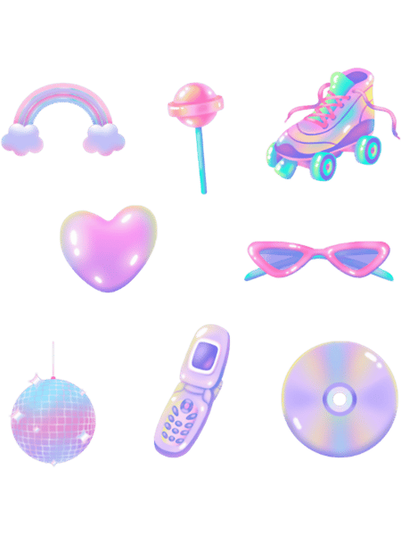 Y2K pink purple and shiny aesthetic sticker pack New Jeans NewJeans NWJNS Tokki cute and  girly  C.png