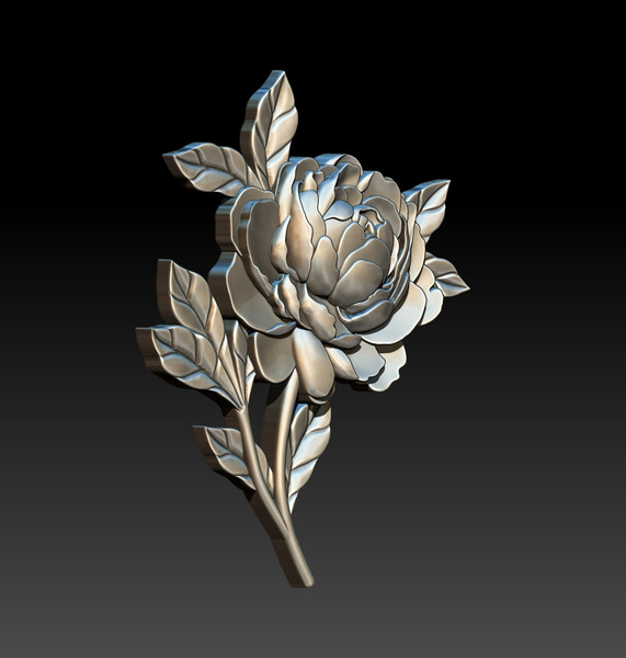 3D Model STL file Bas-relief Peony Flower