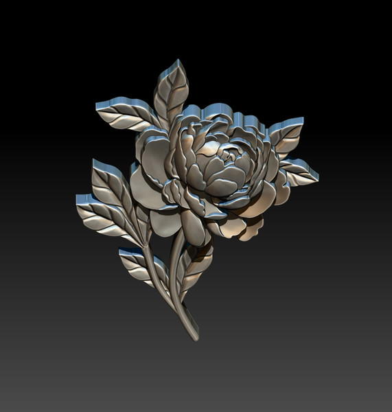 3D Model STL file Bas-relief Peony Flower