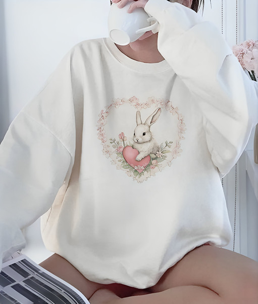 Bunny Sweatshirt Coquette Sweatshirt Trendy Crewneck Aesthetic Sweatshirt Cute Sweatshirt Gift For Her Comfort Colors Sweatshirt.jpg