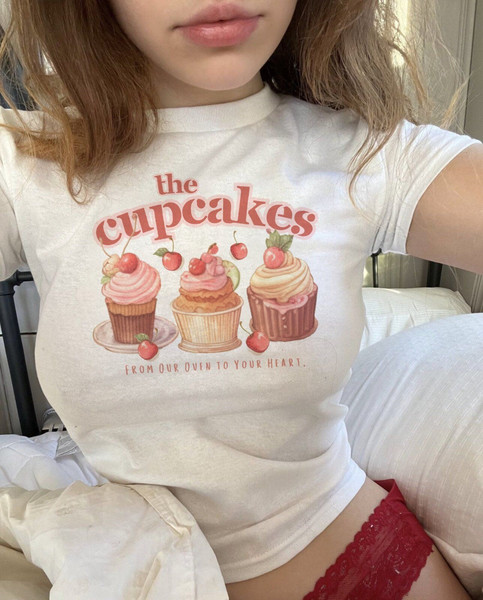 Cupcake Shirt Graphic Baby Tee Coquette Baby Tee Cute Shirt Cute Graphic Tee Women's Clothes Aesthetic Shirt Cupcake Shirt Patisserie Shirt.jpg