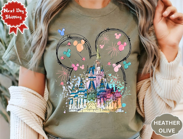 Disney Watercolor Mickey Castle T-shirt, Disney Castle shirt, Disney Princess shirt, Princess Kids shirt, Family Matching shirt3.jpg