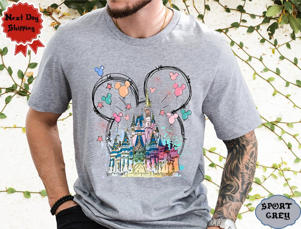 Disney Watercolor Mickey Castle T-shirt, Disney Castle shirt, Disney Princess shirt, Princess Kids shirt, Family Matching shirt4.jpg