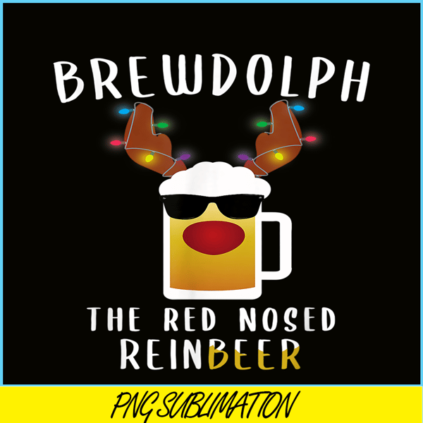 BEER28102368-Brewdolph PNG The Red Nosed Reinbeer PNG Funny Christmas Gift For Beer Lover PNG.png