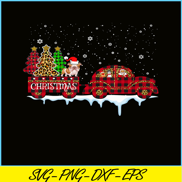 PNG141023113-Bulldog Christmas Plaid Leopard Truck Santa Xmas Tree Dog T-Shirt Png.png