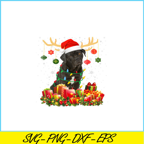 PNG1410231163-Cane Corso Dog Reindeer Santa Hat Christmas Light Xmas T-Shirt Png.png