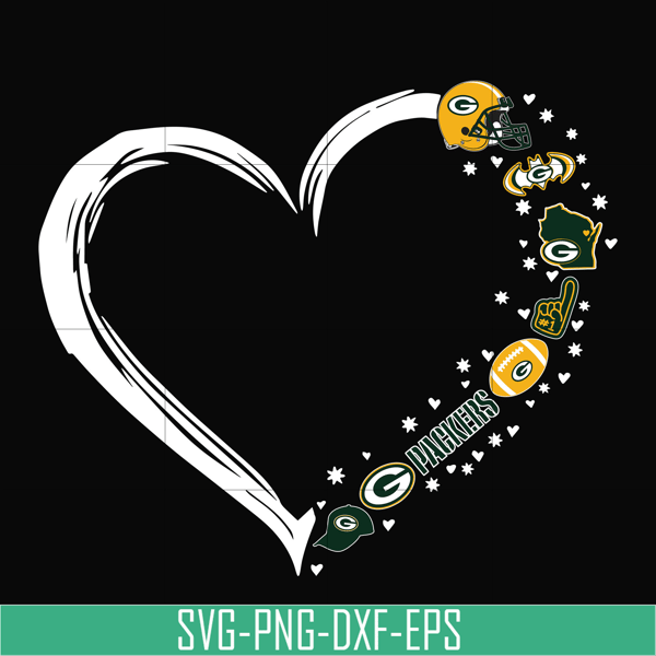 NNFL0092-Green Bay Packers heart svg, Packers svg, png, dxf, eps digital file NNFL0092.jpg