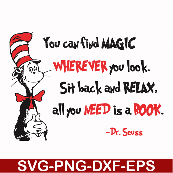 DR00050-You can find magic wherever you look sit back and relax all you need is a book svg, png, dxf, eps file DR00050.jpg