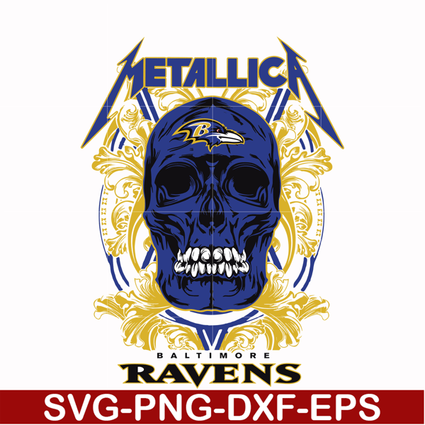 NNFL0022-skull metallica Baltimore Ravens svg, png, dxf, eps digital file NNFL00022.jpg