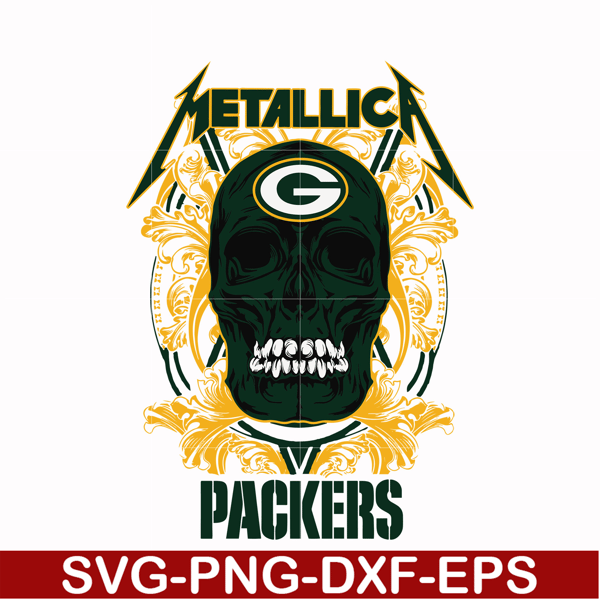 NNFL0025-skull metallica Green Bay Packers svg, png, dxf, eps digital file NNFL00025.jpg