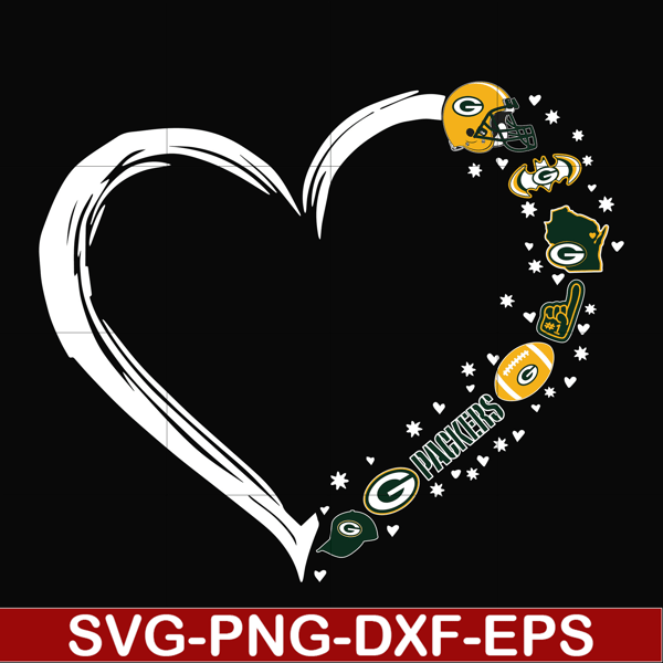 NNFL0092-Green Bay Packers heart svg, Packers svg, png, dxf, eps digital file NNFL0092.jpg