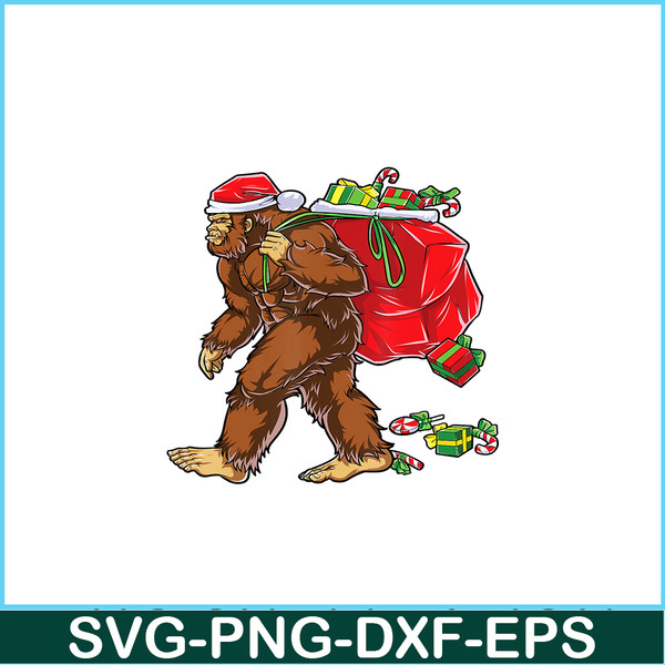 PNG14102398-Bigfoot Santa Carrying Christmas Bag Xmas Hat Sasquatch Men T-Shirt Png.png