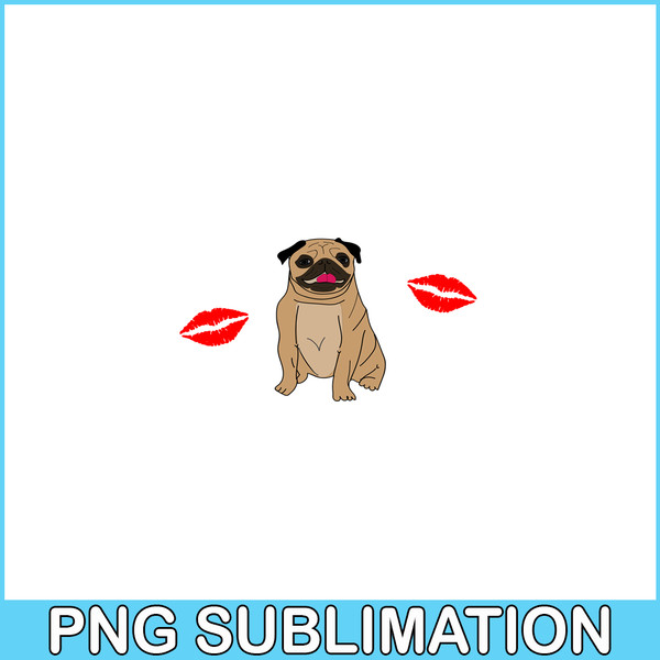 VLT21102347-Pug And Kisses PNG, Animal Valentine PNG, Valentine Holidays PNG.png