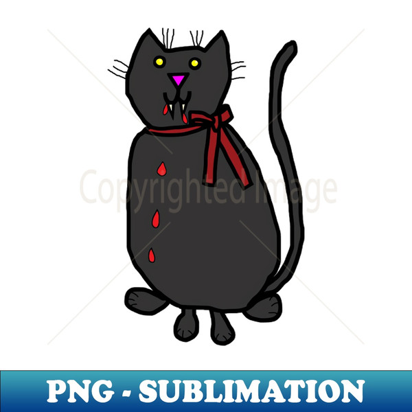 Animals with Sharp Teeth Black Cat - Retro PNG Sublimation Digital Download