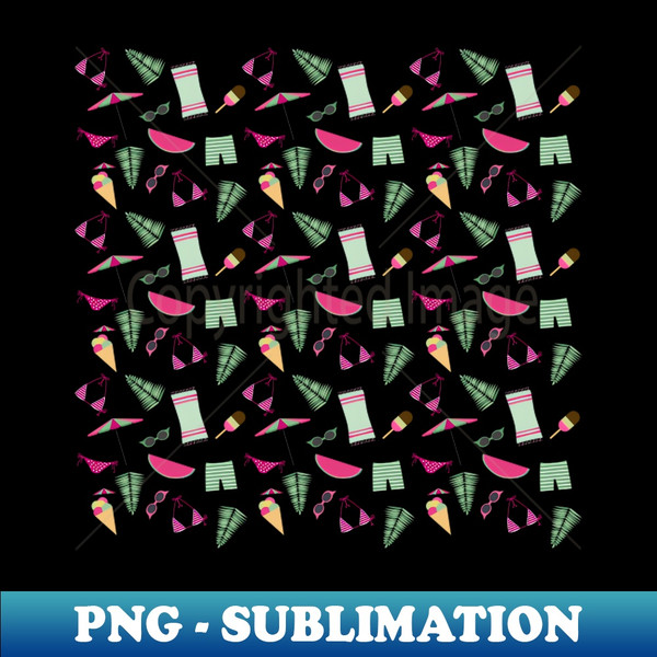 Summer accessories pattern illustration 1 - Unique Sublimation PNG Download