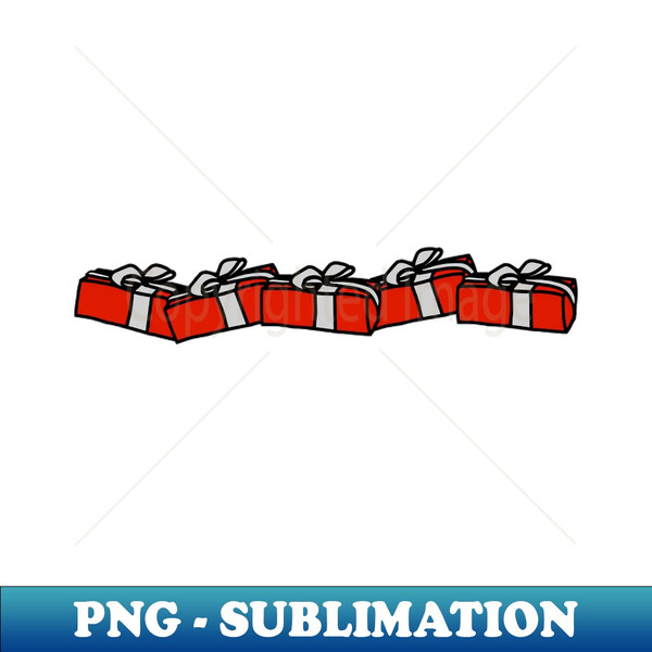 Five Christmas Gift Boxes - Retro PNG Sublimation Digital Download