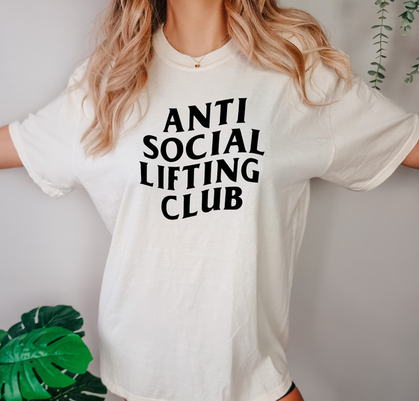 Anti Social Lifting Club Comfort colors shirt, Personal Trainer Fitness Aweatshirt, Fitness Apparel, Funny Gym Hoodie, Matching Couple Gym.jpg