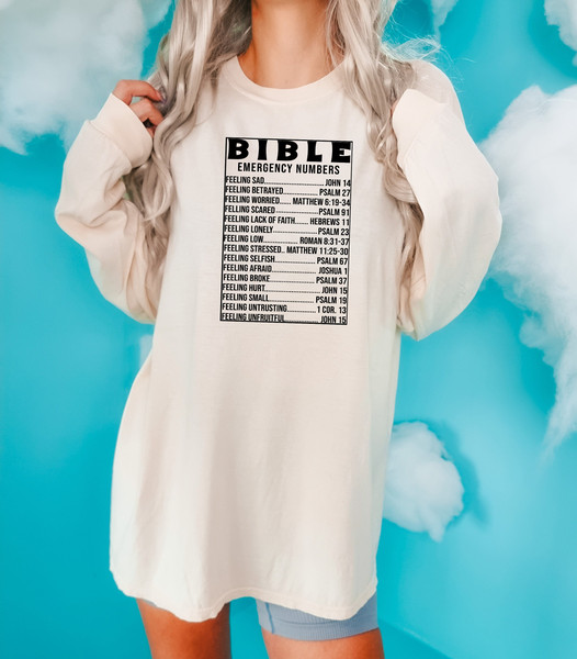 Bible Emergency Numbers Christian Graphic Comfort colors Shirt,Christian Prayer Shirt,Christian Gift for Women,Religious Themed Gifts,Bible.jpg