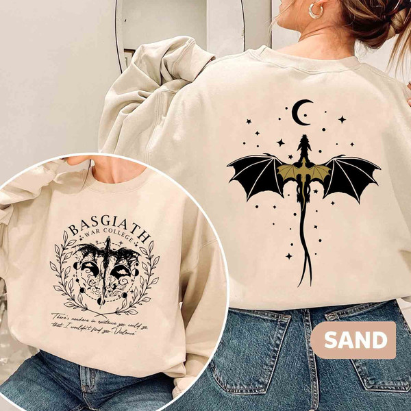 Vintage Basgiath War College 2 Sided Sweater, Fourth Wing Sweatshirt, Rebecca Yoros, Dragon Rider Shirt, Violet Sorrengail, Bookish Shirt 2.jpg