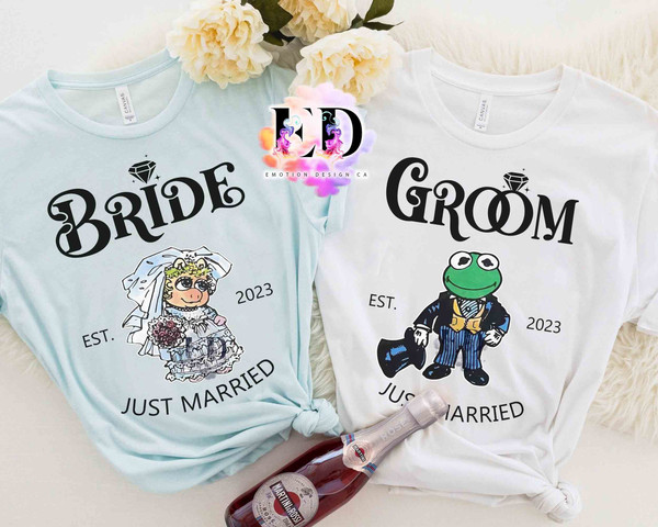 Personalized Bride and Groom Kermit Annie T-Shirt, Disney The Muppets Show Couple Matching Tee, Disney Wedding Wife Husband Honey Moon Tee.jpg