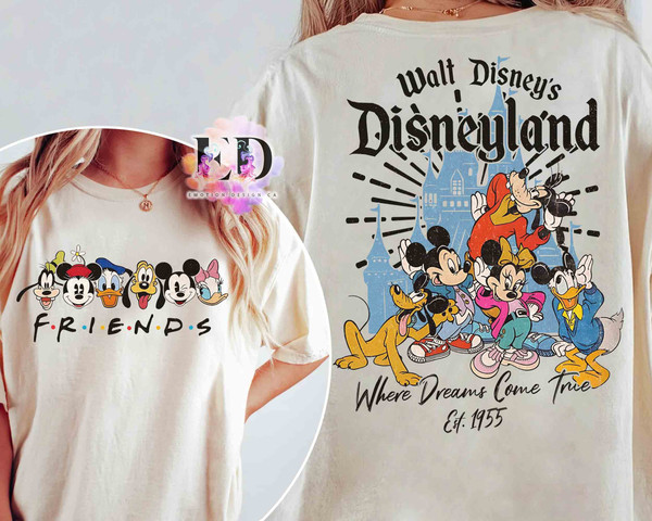 Vintage Walt Disney's Disneyland Est 1955 Where Dreams Come True T-shirt, Retro Disney Castle Mickey And Friends Tee, Family Vacation Gift.jpg