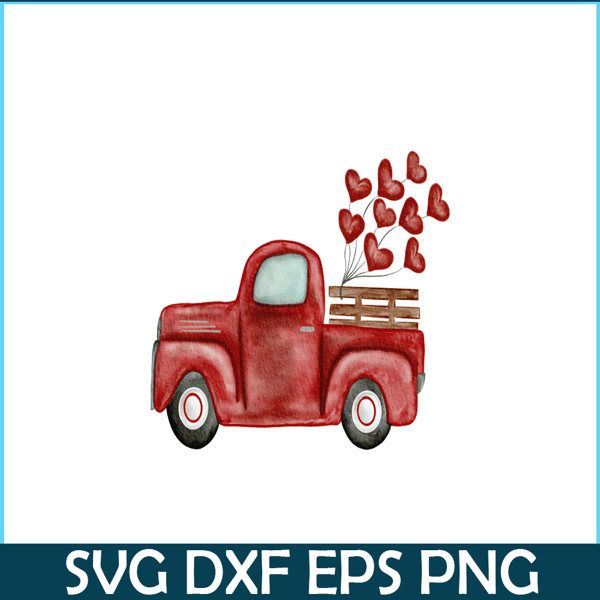 VLT211023106-Red Vintage Truck PNG, Sweet Valentine PNG, Valentine Holidays PNG.png