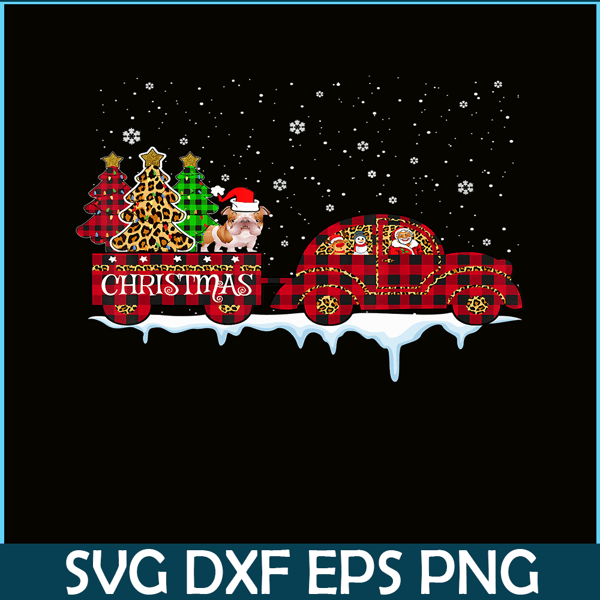 PNG141023113-Bulldog Christmas Plaid Leopard Truck Santa Xmas Tree Dog T-Shirt Png.png