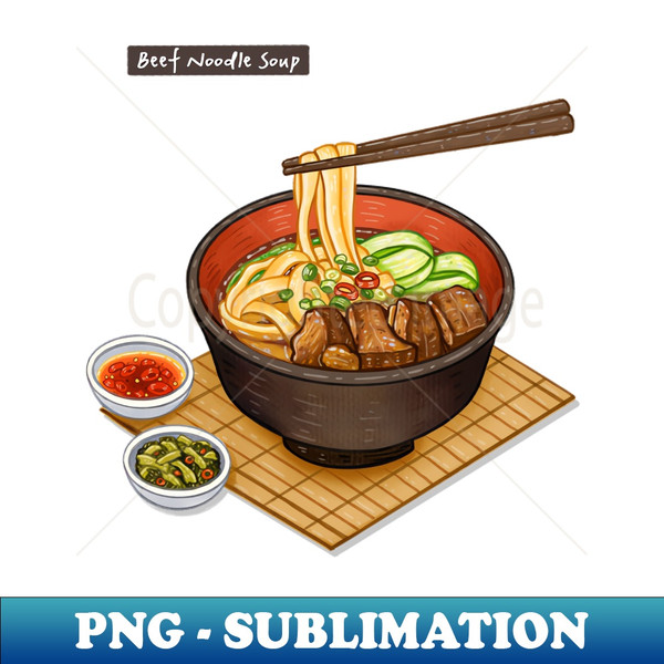 Taiwanese Beef Noodle Soup - Food Illustration Sticker   - - Instant Sublimation Digital Download - Perfect for Sublimation Mastery