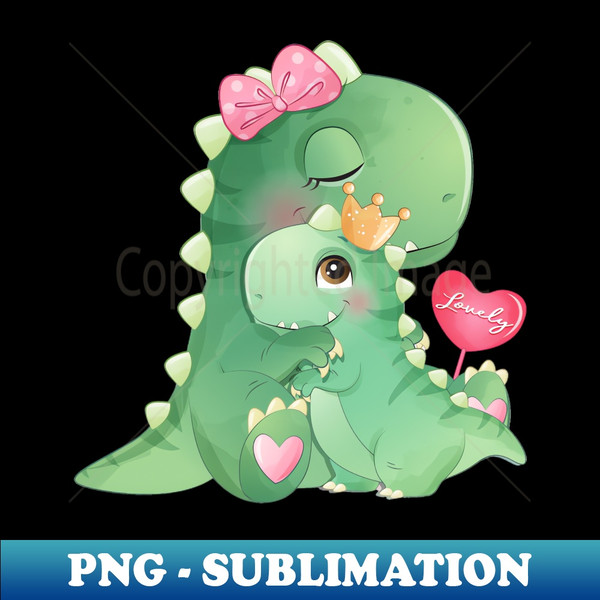 Cute dinosaur mother and baby illustration - Instant PNG Sublimation Download - Add a Festive Touch to Every Day