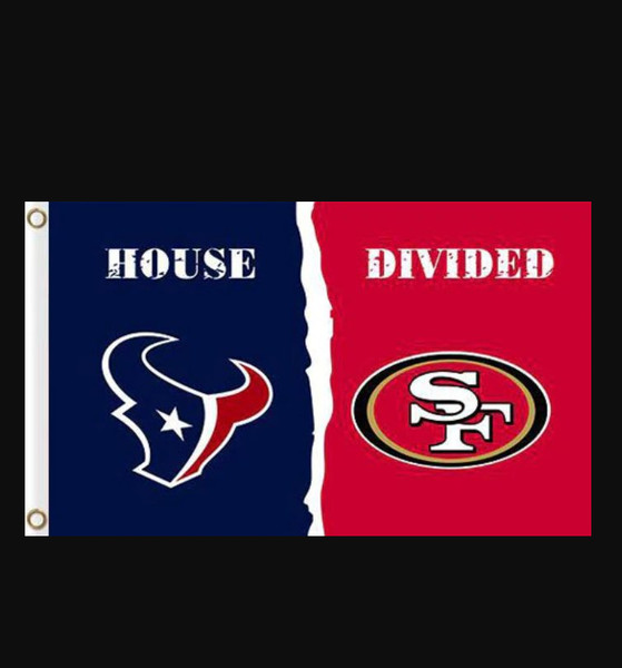 Houston Texans and San Francisco 49ers Divided Flag 3x5ft.png