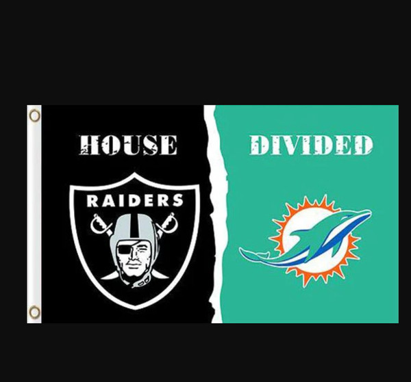 Las Vegas Raiders and Miami Dolphins Divided Flag 3x5ft.png
