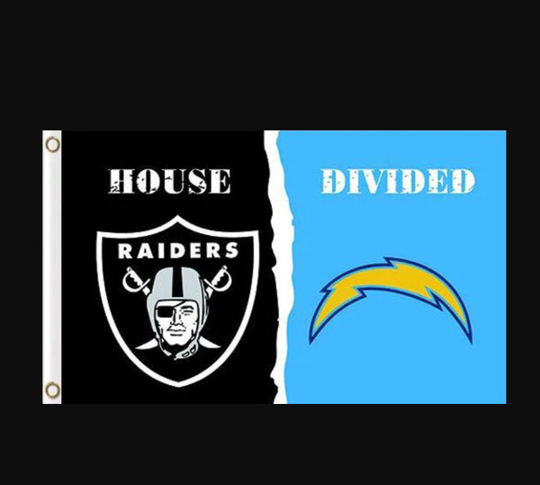 Las Vegas Raiders and San Diego Chargers Divided Flag 3x5ft.png