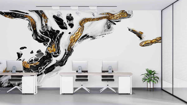 Black And Gold Marble, Abstract Marble Wall Mural, Alcohol Ink Wall Mural, Abstract Wall Print, Black Marble Mural, Modern Wall Print,.jpg